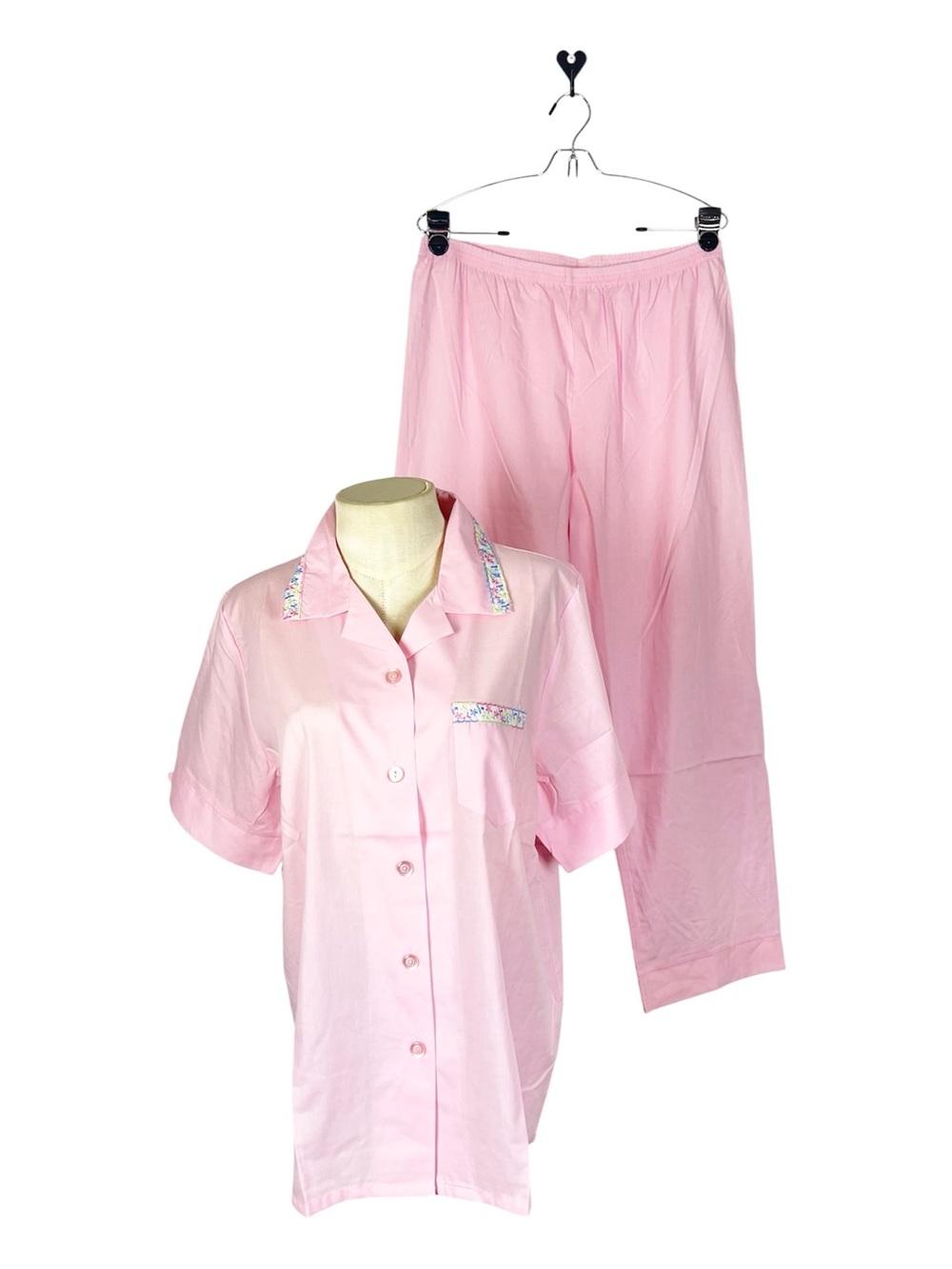 Vintage Pajamas NWOT 2 piece short sleeve long pants size Large 1950s 60s Pink
